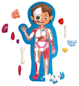 פאזל רצפה 50 חלקים עם חלקים תלת ממדיים - גוף האדם