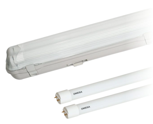 גוף תאורה מוגן מים OMEGA T8 LED 2X20W