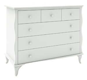 שידת תינוק רחבה בילי עם מגירות טריקה שקטה - לבן