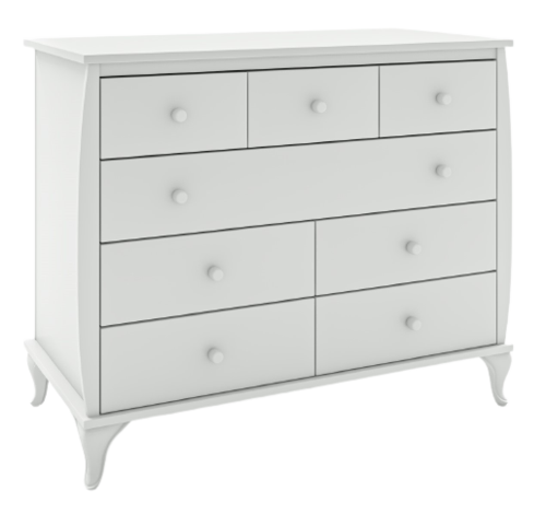 שידת תינוק רחבה דגם סינדרלה - לבן