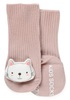 זוג גרביים לתינוק עם מונע החלקה ודמות חיה במידה 0-6 - חתול ורוד