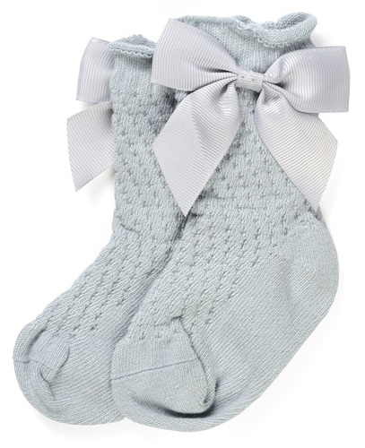 זוג גרביים לתינוק עם סרט במידה 0-12 - תכלת
