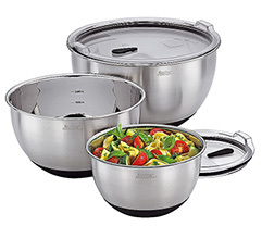 סט 3 קערות נירוסטה עם מכסים bowl set