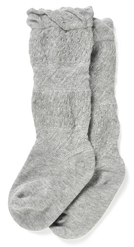 זוג גרביים מעוצבות ארוכות לתינוק במידה 0-12 - אפור