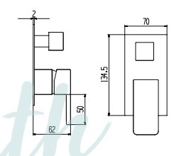 אינטרפוץ 4 דרך זרוע מהקיר ראש גשם 20X20 מזלף צינור נקודת מים ומאחז, CATANIA, ניקל כרום 
