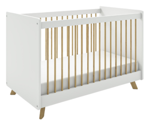 מיטת תינוק דגם קלואי - לבן בשילוב עץ
