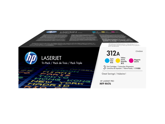 סט טונרים צבעוניים מקוריים HP 312A 3-pack