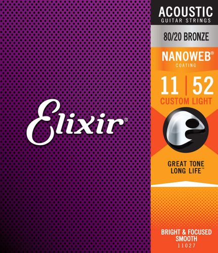 סט מיתרים לאקוסטית Elixir Nanoweb 0.11