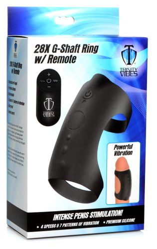 שרוול פתוח לאיבר המין עם שלט רחוק XR Brands - 28X G-Shaft ring with remote