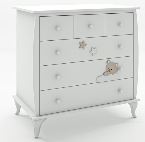 שידת תינוק סטאר עם מגירות טריקה שקטה - לבן