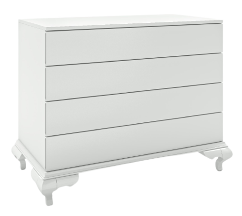 שידת תינוק רחבה מעוצבת דגם סטפני עשויה MDF וצבע בתנור - לבן