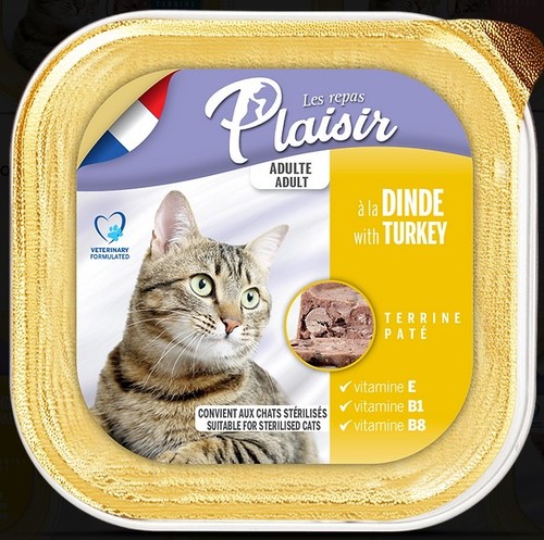 מעדן לחתול בטעם הודו פלזיר PLAISIR 