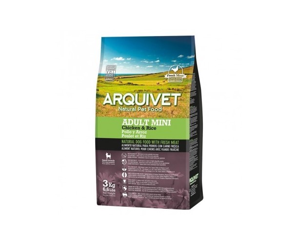 ארקיווט מיני עוף ואורז 3 ק"ג - Arquivet לכלבים בוגרים מגזע קטן