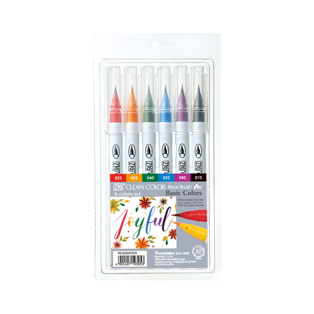 מארז 6 טושי מכחול ZIG CLEAN COLOR BRUSH