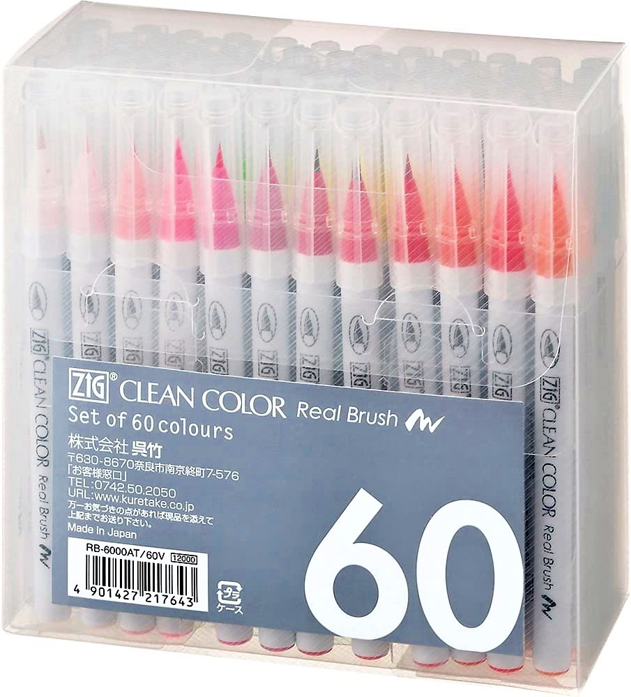 מארז 60 טושי מכחול ZIG CLEAN COLOR BRUSH