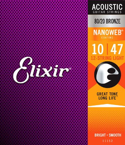 סט מיתרים לאקוסטית Elixir Nanoweb Baritone 0.10-0.47 