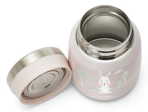 תרמוס מבודד למזון ונוזל 300 מ''ל עם נעילת וואקום - ורוד ארנב