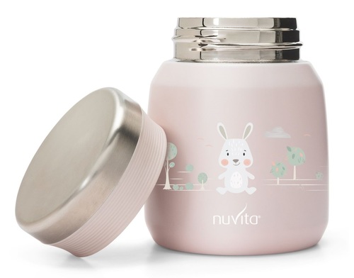 תרמוס מבודד למזון ונוזל 300 מ''ל עם נעילת וואקום - ורוד ארנב