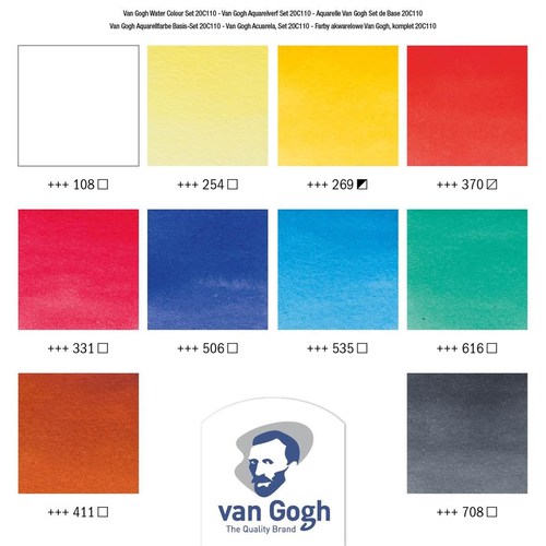 מארז 10 צבעי מים בטיובות Van Gogh