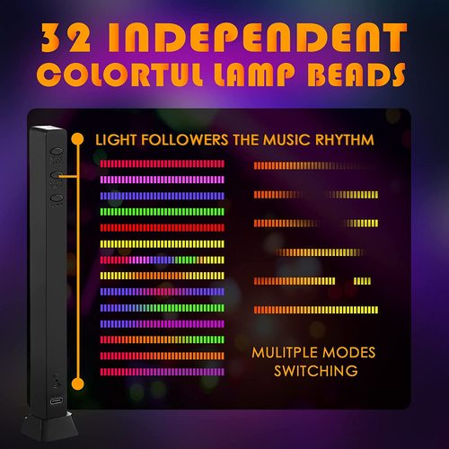 תאורת קצב ועוצמה RGB Light Bar נטען