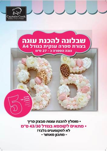 שבלונה מפלסטיק בגודל A4 ספרה 5