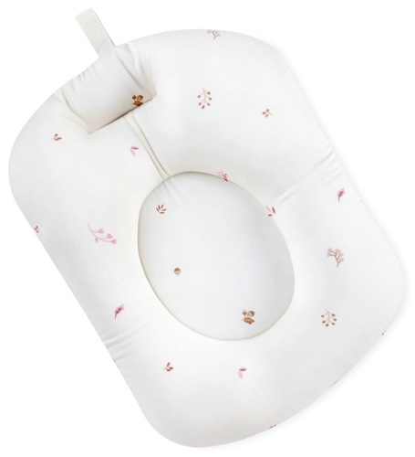 צפי-צף כרית אמבטיה מעוצבת לתינוק - ורוד/לבן עלים