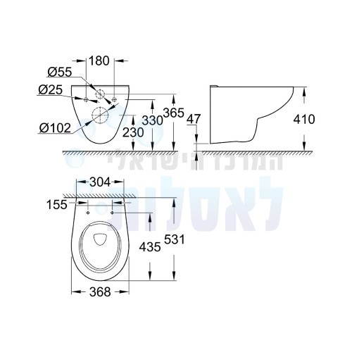 אסלה 39427000 GROHE | אסלה תלויה רימלס | גוון: לבן | BAU CERAMIC גרואה.