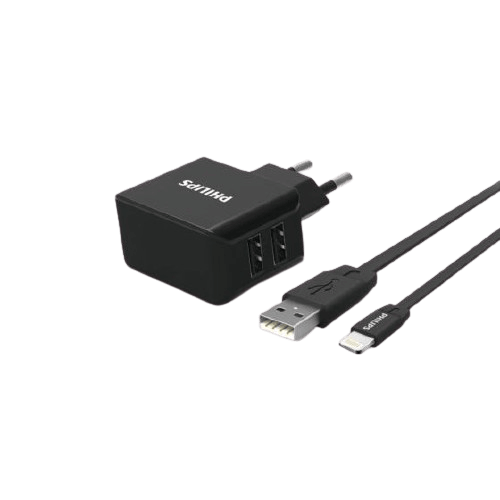 מטען מהיר עם 2 יציאות וכבל USB Lightning