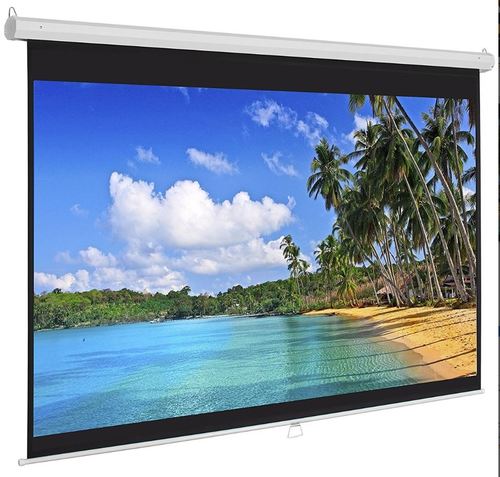 מסך הקרנה 1.80 על 1.80 מטר  נגלל לתליה  עם פתיחה ידנית atlas stands screen