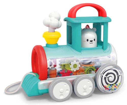 קטר רכבת לעידוד הליכה וזחילה עם חוט משיכה