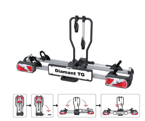 DIAMANT TG: מנשא אופניים מתקפל מסוג “מגש” – 2 זוגות, עם אפשרות הרחבה ל 3 זוגות, בתוספת תשלום