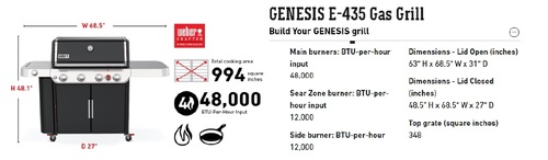 GENESIS שחור 4 מבערים +כירה+מבער צריבה E435 גריל וובר