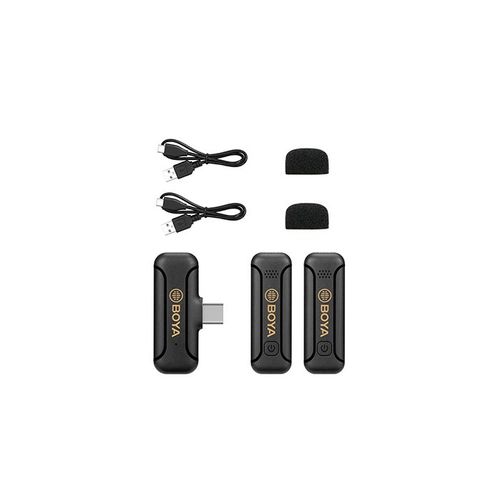 זוג מיקרופונים דש אלחוטיים אקונומי - לחיבור סמארטפון בחיבור USB-C דגם BOYA BY-WM3T2-U2
