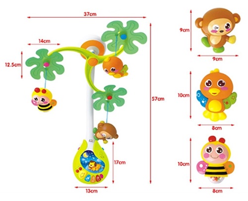 מובייל מוזיקלי עם 3 מנגינות Brainwave Stimulator - חיות