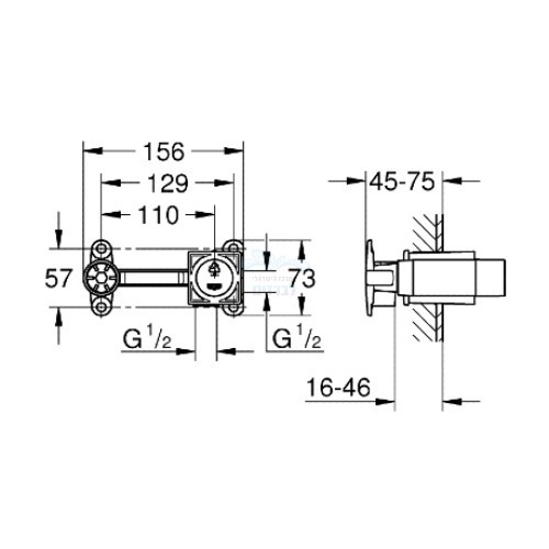GROHE 23571000 | גוף פנימי (מנגנון) לברז קיר גרואה אוניברסלי | EUROSTYLE גרואה.