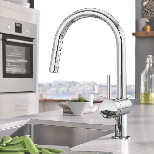 32321002 GROHE | ברז סוללה לכיור מטבח MINTA גרואה | 2 מצבי זרימה | כרום ניקל מינטה גרואה.