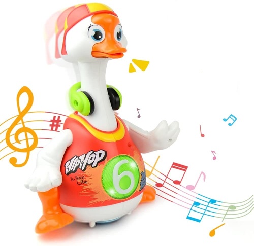 אווז מנגן ורוקד מוזיקת היפ הופ - אדום