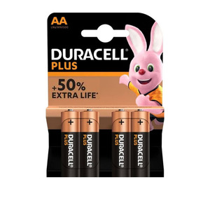 רביעיית סוללות AA דורסל פלוס *Duracell Plus 50 Extra Life 