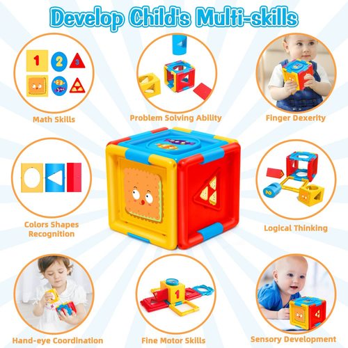 קובייה לוגית חכמה ללימוד מספרים, צבעים, מאכלים וצורות