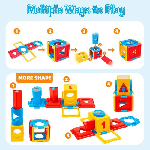 קובייה לוגית חכמה ללימוד מספרים, צבעים, מאכלים וצורות