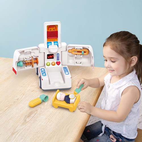 אמבולנס משחק אינטראקטיבי נפתח עם 7 אביזרי משחק, אורות ואפקטים קוליים