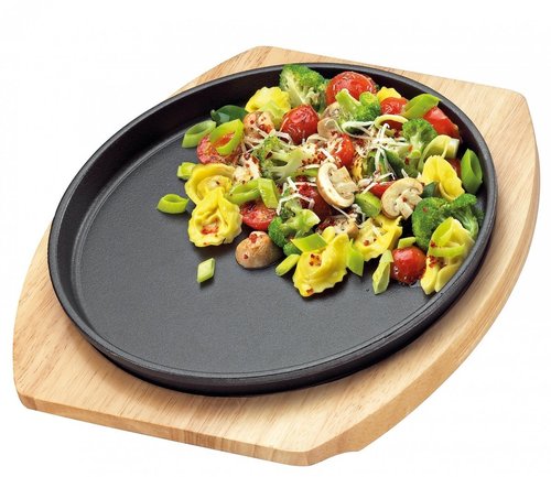 פלטת הגשה עגולה עם לוח עץ serving plate