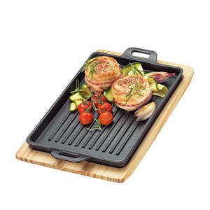 גריל/צלחת הגשה מרובעת עם לוח עץ grill serving plate