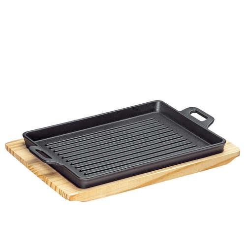 גריל/צלחת הגשה מרובעת עם לוח עץ grill serving plate