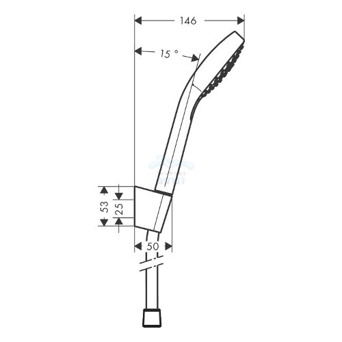 26411400 HANSGROHE | הנסגרואה סט מזלף למקלחת הנס גרואה Croma Select S + צינור 1.6 מ' ומאחז | 2 מצבי זרימה | כרום ניקל הנס גרואה.
