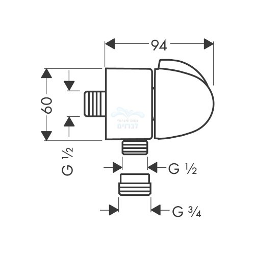 27452000 HANSGROHE | הנסגרואה נקודת מים למקלחת FixFit E | שסתום אל-חוזר ובורג ניתוק | כרום ניקל הנס גרואה.