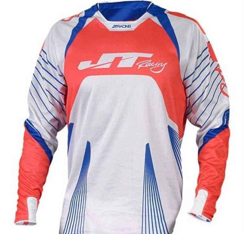 חולצת רכיבה JT RACING PROTEK לבן אדום כחול