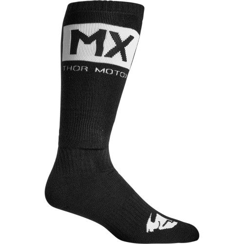 MX THOR S SOLID BLACK WHITE  גרבי רכיבה