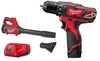 מברגה / מקדחה + מפוח נטען 12V כולל סוללה 2AH מבית Milwaukee