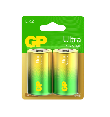 2 סוללות אולטרה אלקליין גודל GP LR20 D